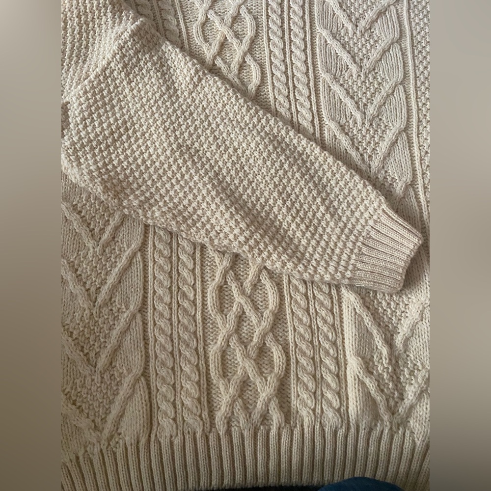 HIGHLAND HOME INDUSTRIES Scottish Wool Cable Knit Sweater  size XL fisherman - Picture 9 of 11